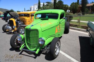Green old car showcased at the fundraiser